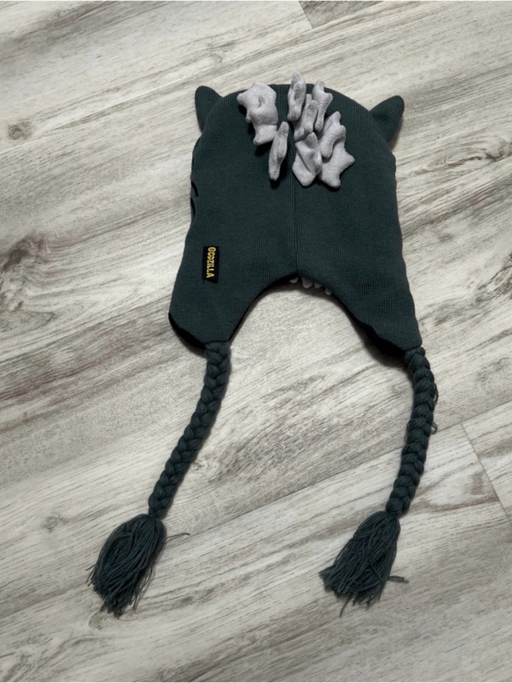 Dark Gray Monster Beanie Hat with Yellow Eyes - Picture 2 of 3